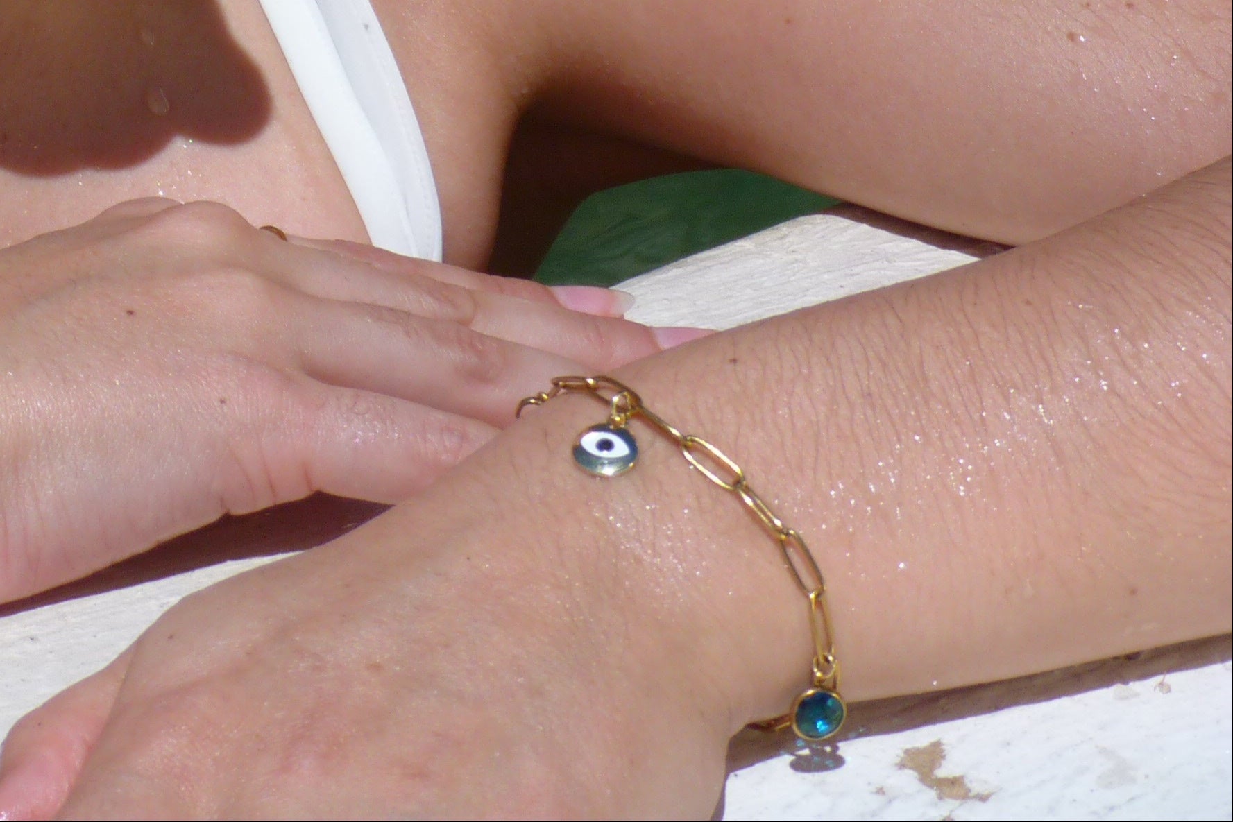 Gold paperclip bracelet jewelry.