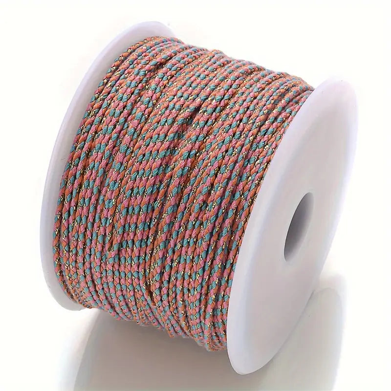 Spool of pink and blue braided cable to make customisable necklaces