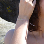 Waterproof Link charm on a thin thread bracelet.