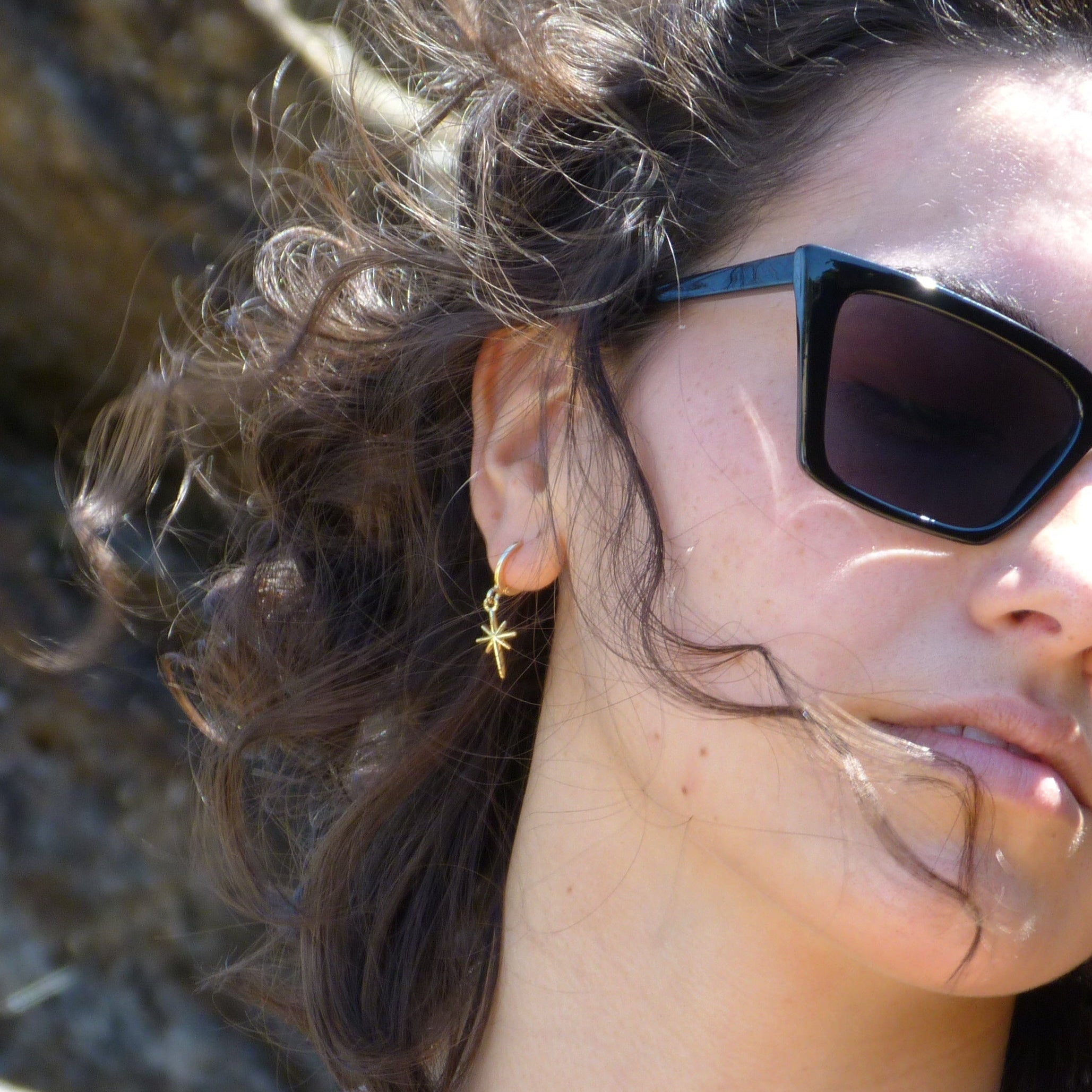 Golden star small hoops in gold plated