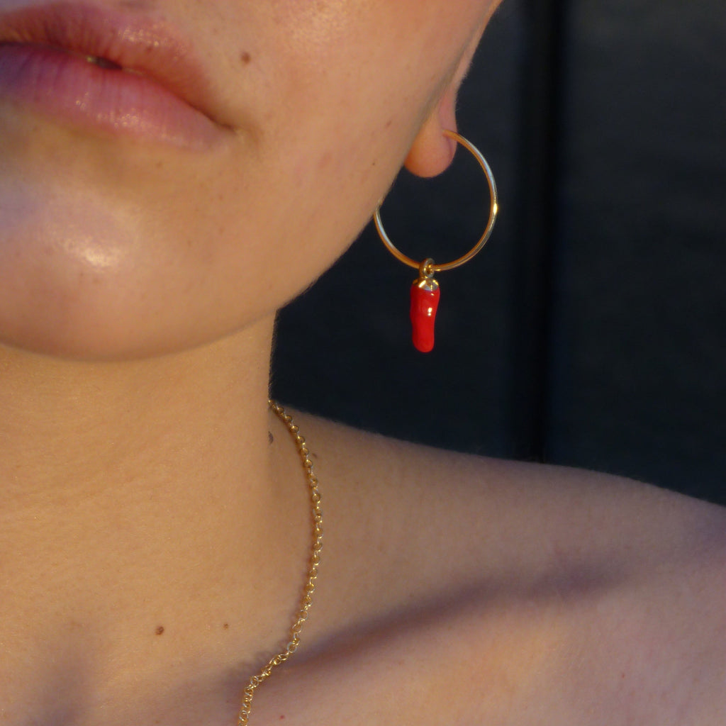 Chili Medium Hoop Earrings - Waterproof Colourful Jewellery
