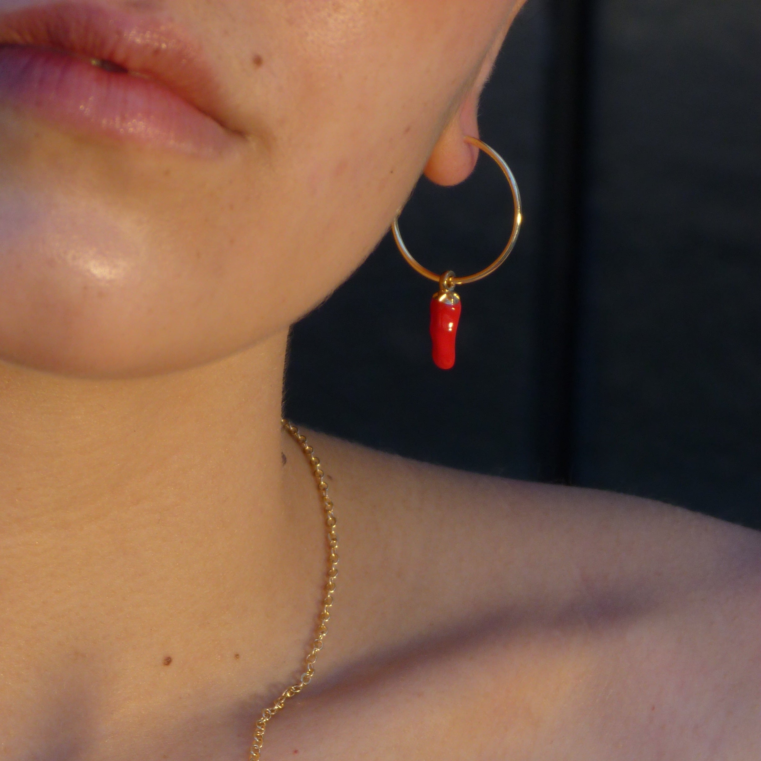 Chili Medium Hoop Earrings - Waterproof Colourful Jewellery