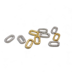 Silver and gold oval link charms for customisable waterproof chains, perfect for creating personalised jewellery.