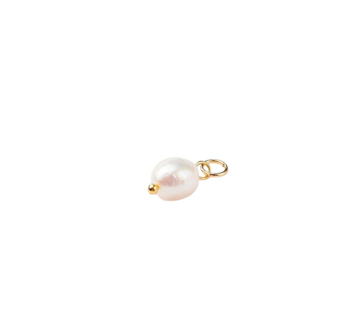 Freshwater pearl charm with gold chain in stainless steel.