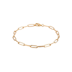 Waterproof gold paperclip bracelet customisable with charms and in stainless stee.