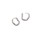 Waterproof pair of wavy silver hoop earrings made of stainless steel.