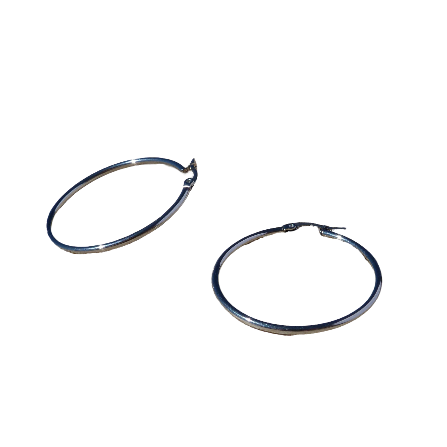 Pair of silver hoop earrings stainless steel and waterproof.