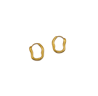 Waterproof pair of wavy gold hoop earrings made of stainless steel.