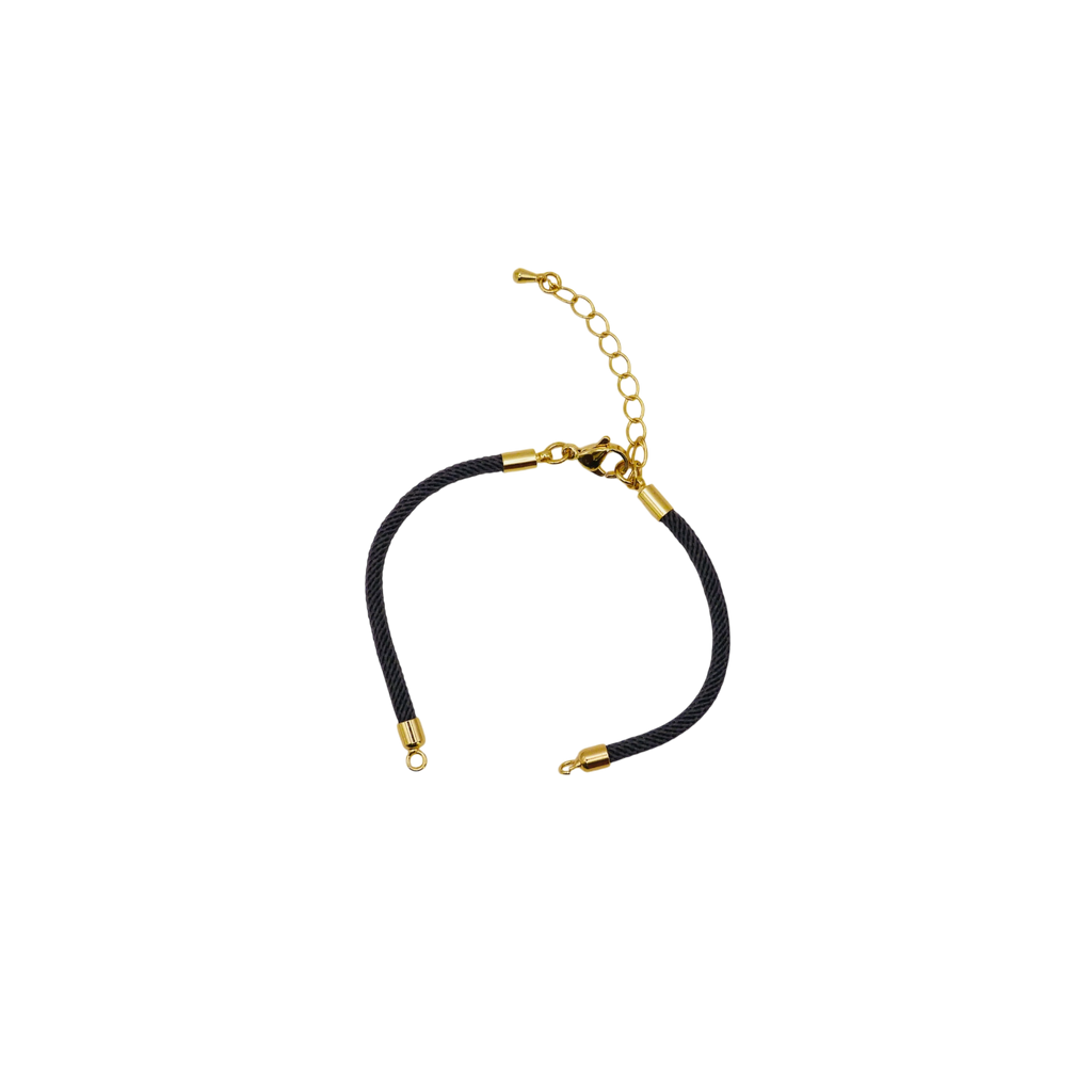 Waterpoof grey nylon bracelet with gold adjustable chain in stainless steel.
