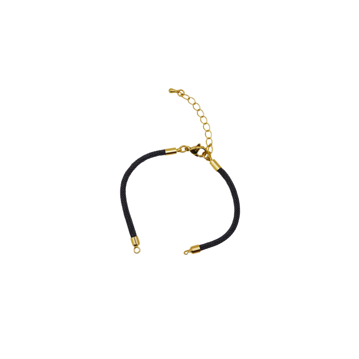 Waterpoof grey nylon bracelet with gold adjustable chain in stainless steel.