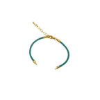 Waterpoof turquoise nylon bracelet with gold adjustable chain in stainless steel.