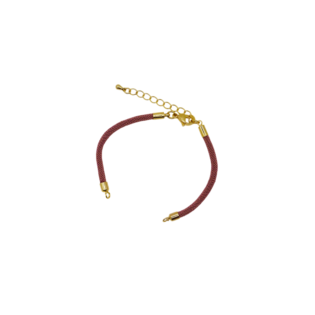 Waterpoof dark reddish-brow nylon bracelet with gold adjustable chain in stainless steel.