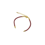 Waterpoof dark reddish-brow nylon bracelet with gold adjustable chain in stainless steel.