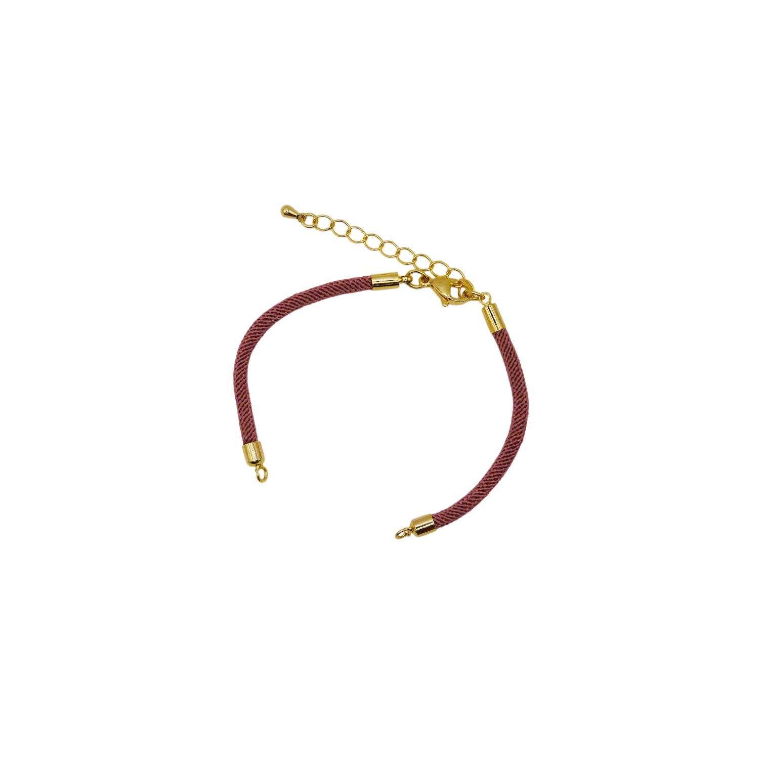 Waterpoof dark reddish-brow nylon bracelet with gold adjustable chain in stainless steel.