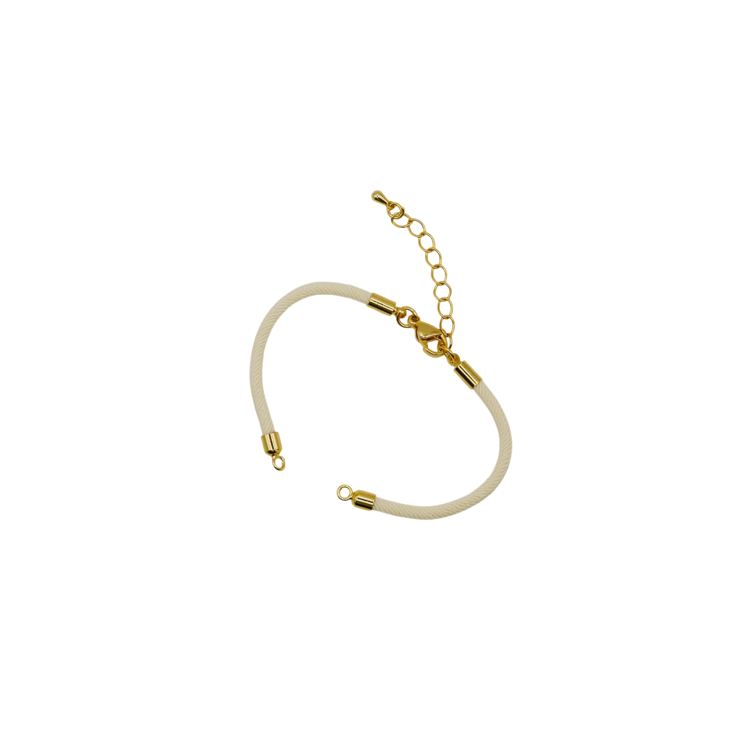 Waterpoof white nylon bracelet with gold adjustable chain in stainless steel.