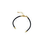 Waterpoof black nylon bracelet with gold adjustable chain in stainless steel.