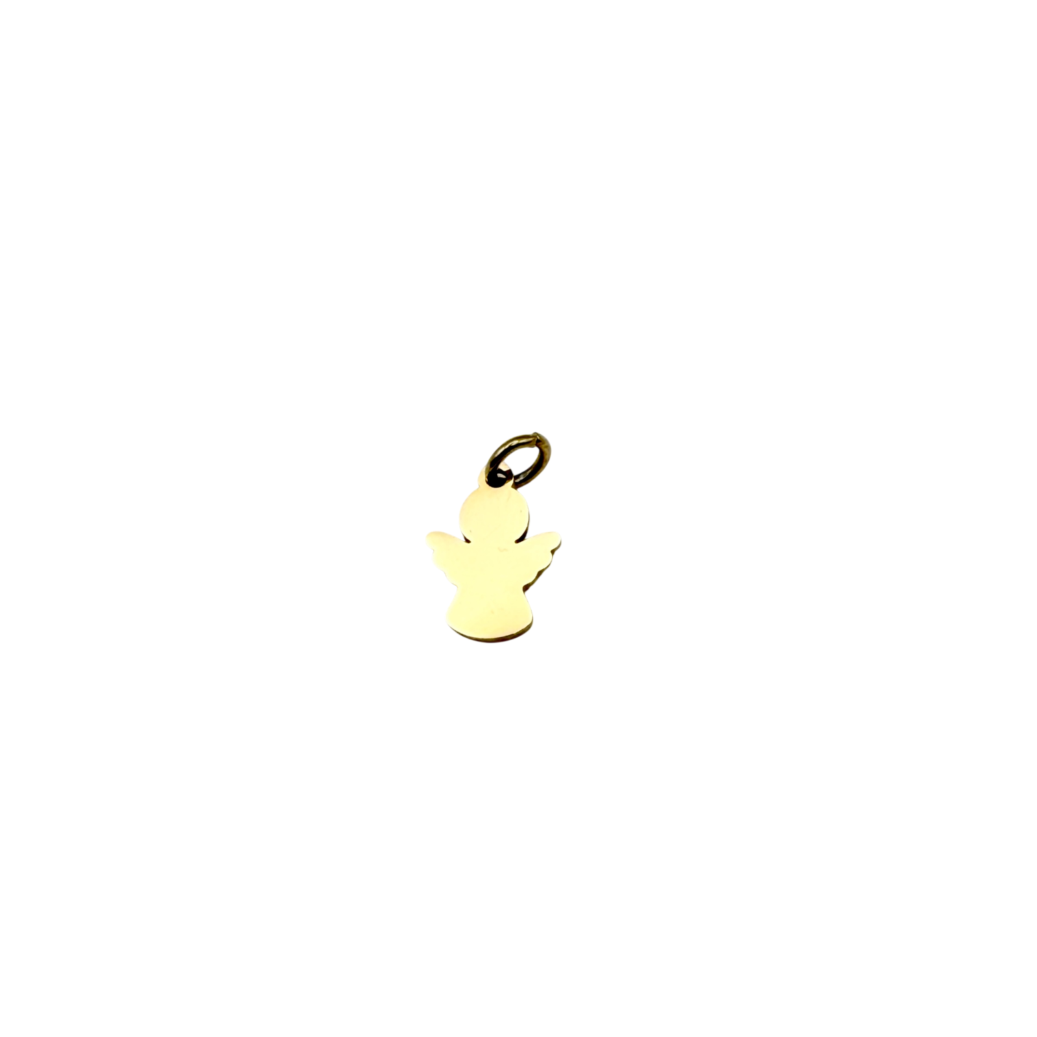 Waterproof gold angel charm in stainless steel.