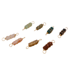 Set of rectangular crystal and gold wire wrapped pendants.