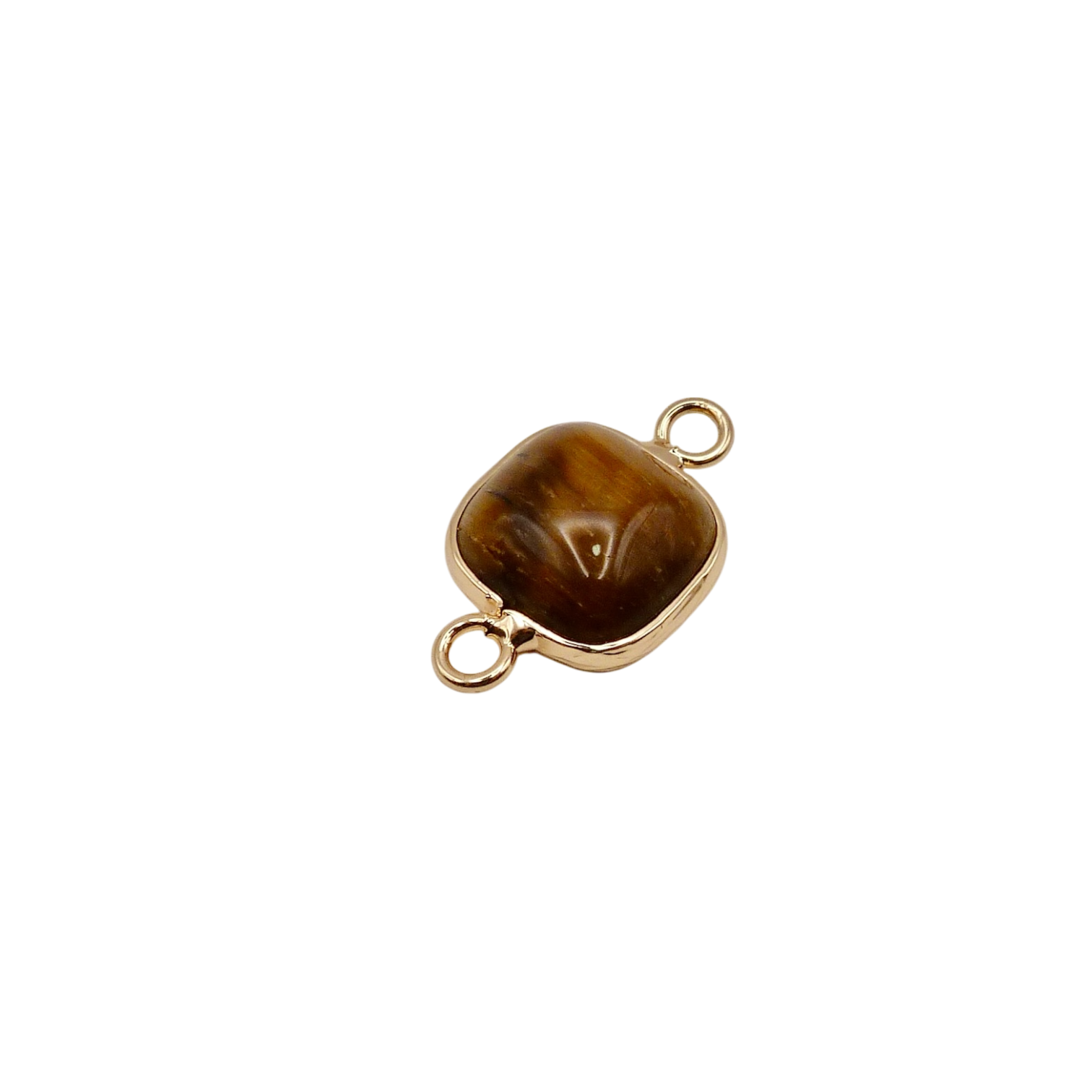 Waterproof gold frame jewelry connector with a brown crystal.