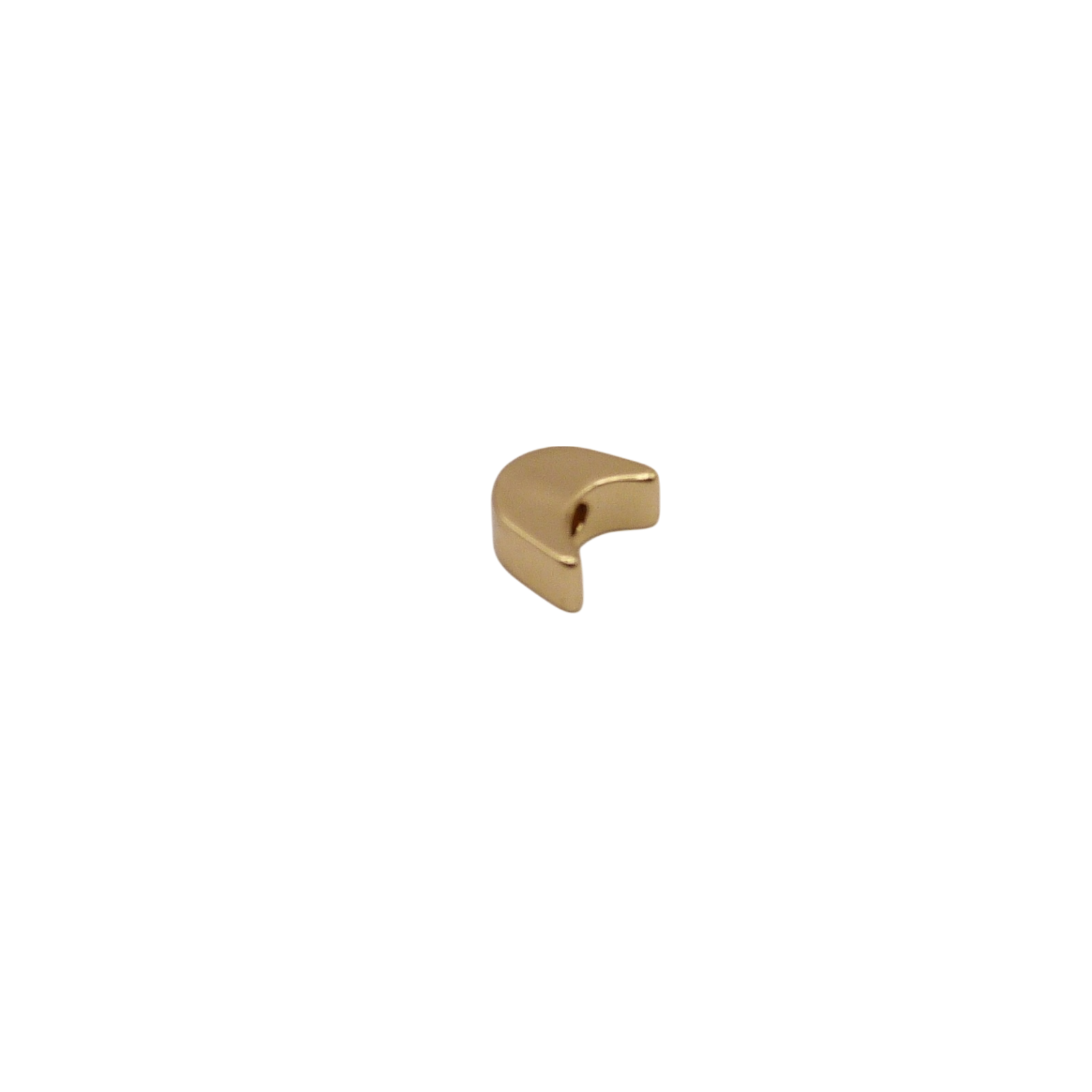 Gold crescent moon-shaped charm with a smooth, polished surface.