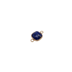 Waterproof gold frame jewelry connector with a navy blue crystal.