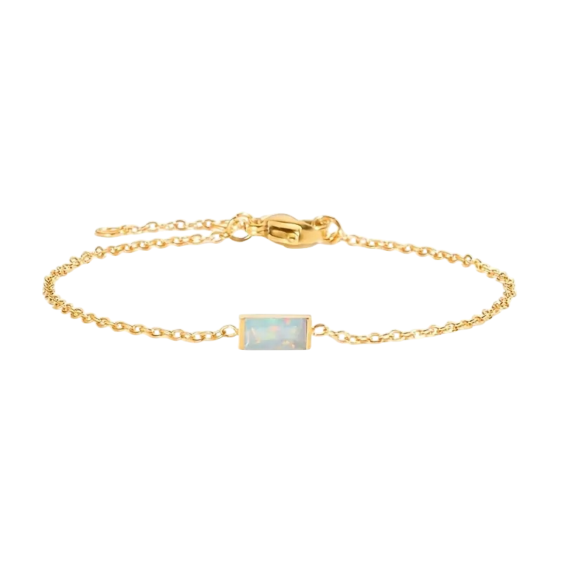 Waterproof gold bracelet with a multicolour glass in stainless steel.