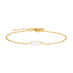Waterproof gold bracelet with a clear rectangular glass in stainless steel.