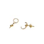 Gold star hoop earrings in gold plated.