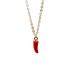 Waterproof gold necklace with a red chili pepper pendant in stainless steel.