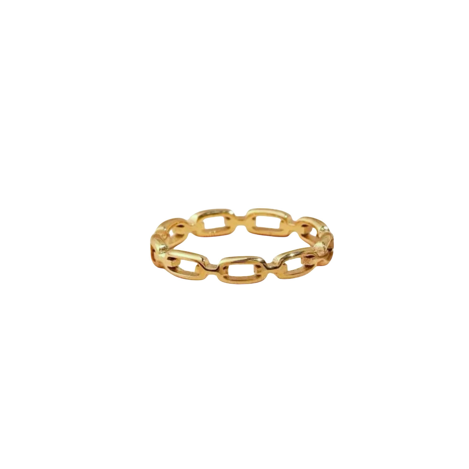 Gold chain-link ring in stainless steel.