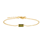 Waterproof gold bracelet with a green rectangular glass in stainless steel.
