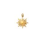 Waterproof gold sun-shaped charm customisable on chains or hoops.