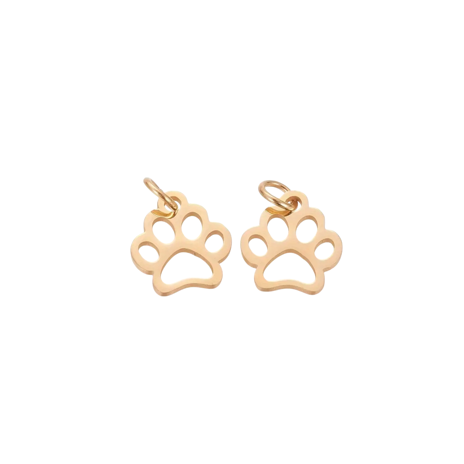 Waterproof gold paw charm in stainless steel.
