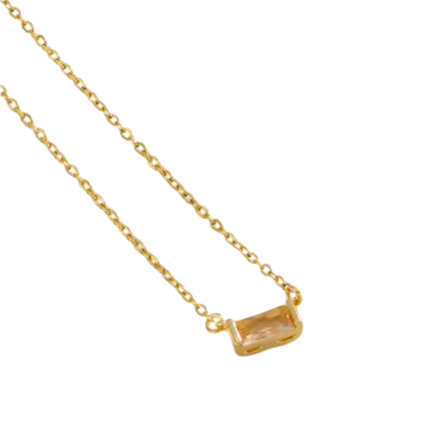 Rectangle Glass Pendant Necklace – Stainless Steel