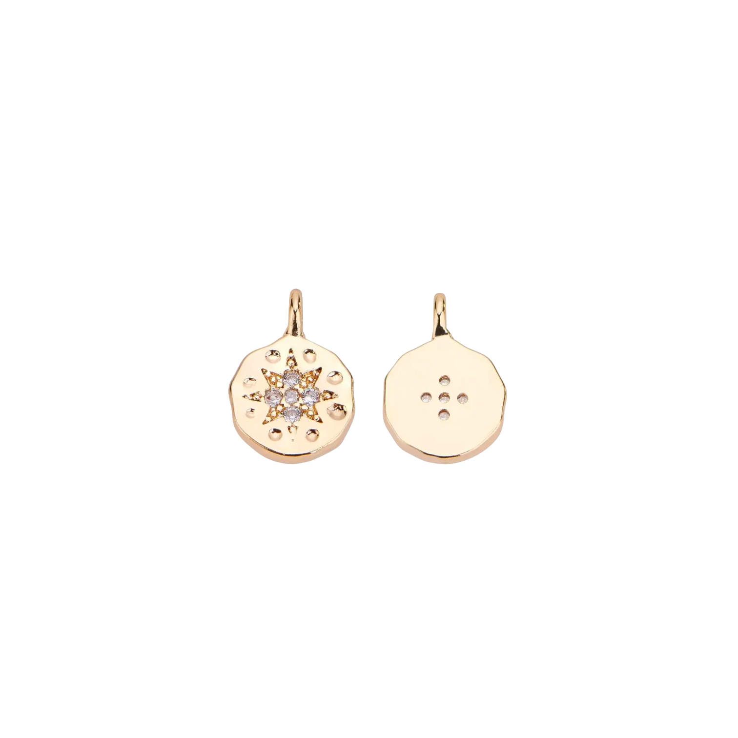 Front and Back of the zirconia charm with small stones.